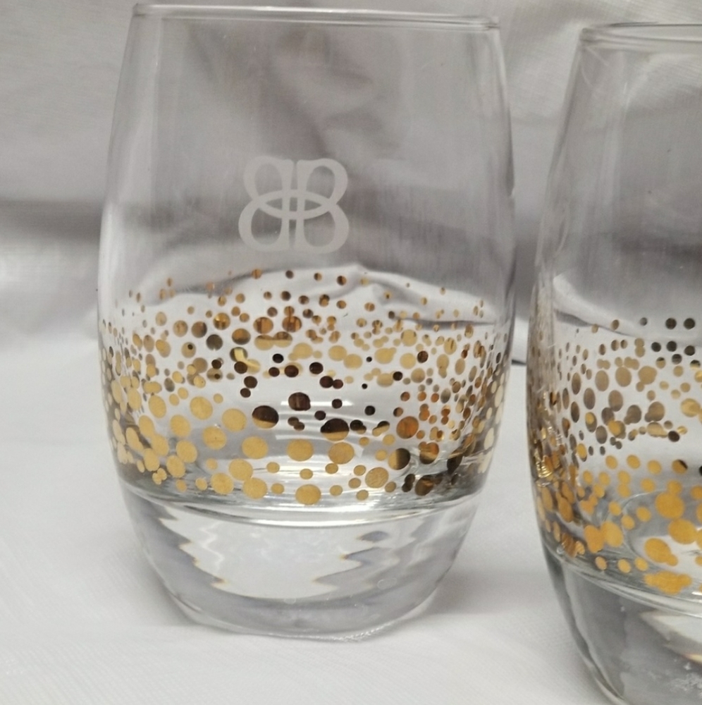 'Bailey's Irish Cream' Gold Dot Confetti Lowball Tumblers 22kt Filled, Set of 2 - Picture 2 of 12